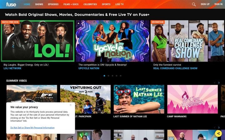Screenshot of fuse.tv