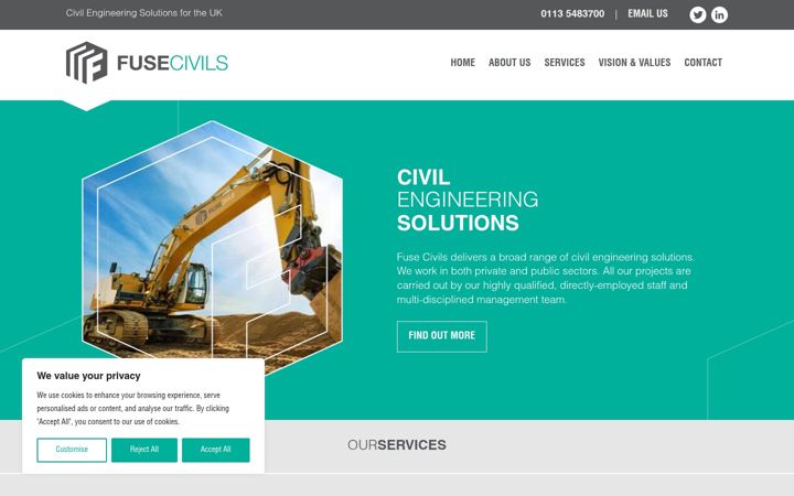Screenshot of fusecivils.co.uk