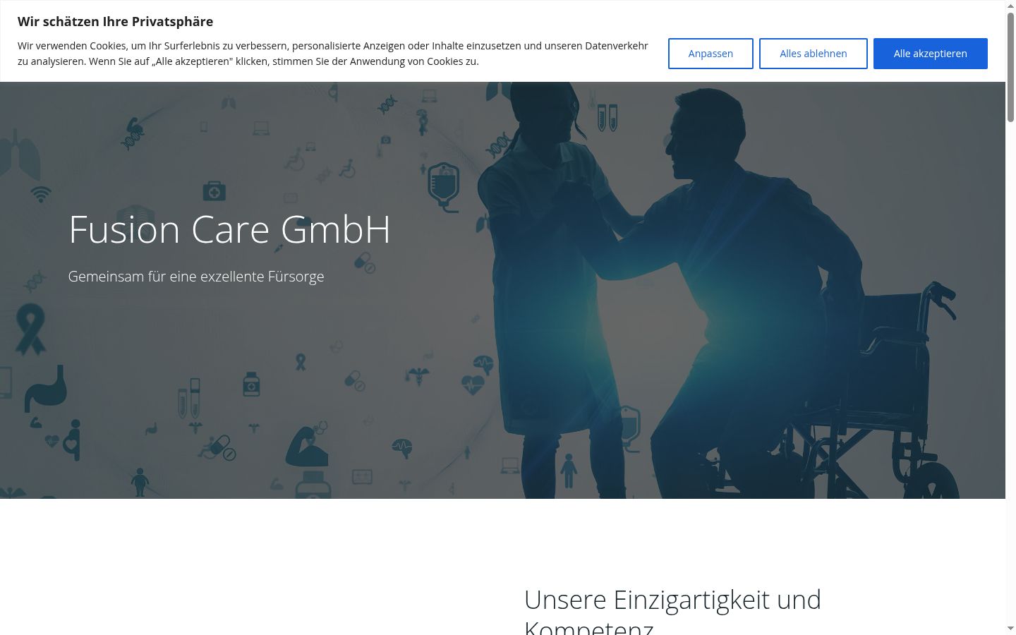 Screenshot des Einwilligungsbanners vor jeglicher Interaktion