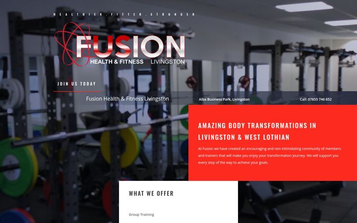 Posnetek zaslona fusion-healthandfitness.co.uk