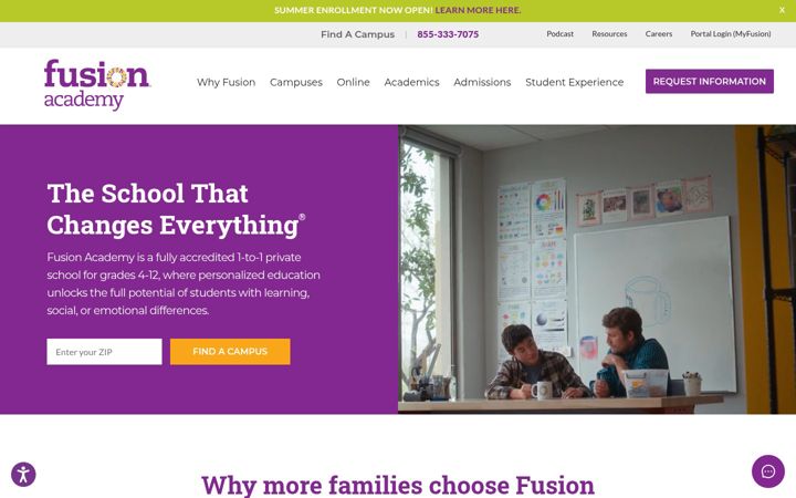 Ekrānuzņēmums no fusionacademy.com
