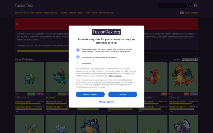 Screenshot of fusiondex.org