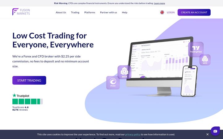 Screenshot di fusionmarkets.com