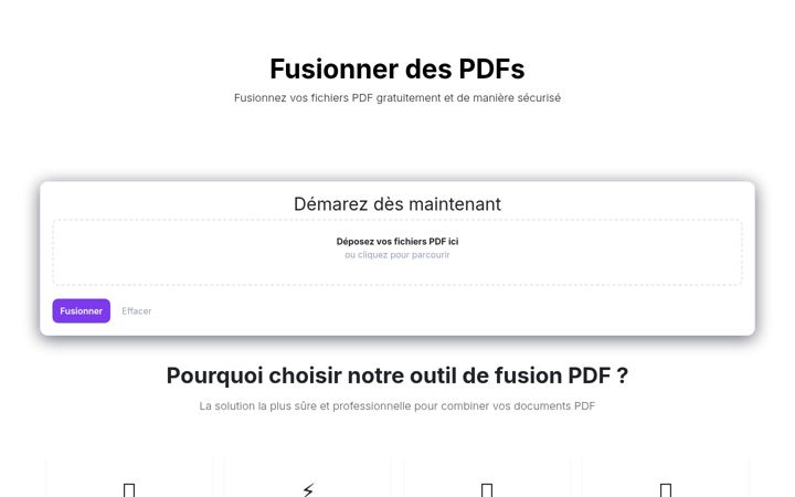 Screenshot of fusionner-pdf.fr