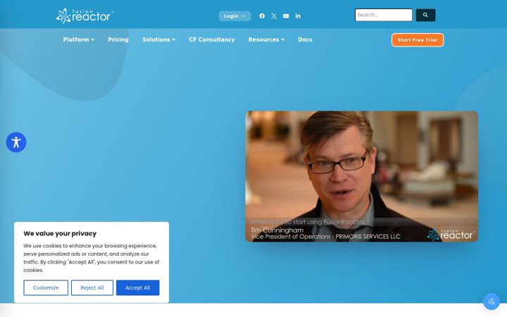 Screenshot of fusionreactor.io