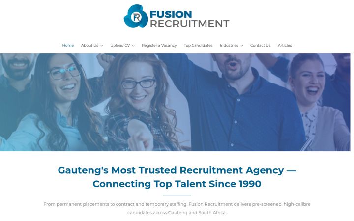 Екранна снимка на fusionrecruitment.co.za