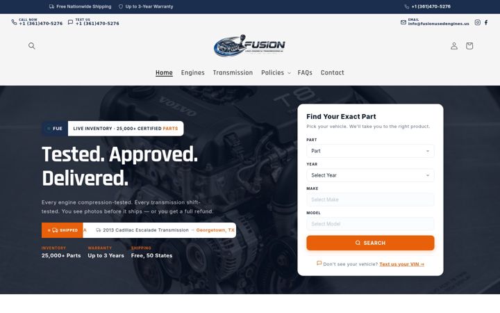 Screenshot of fusionusedengines.us
