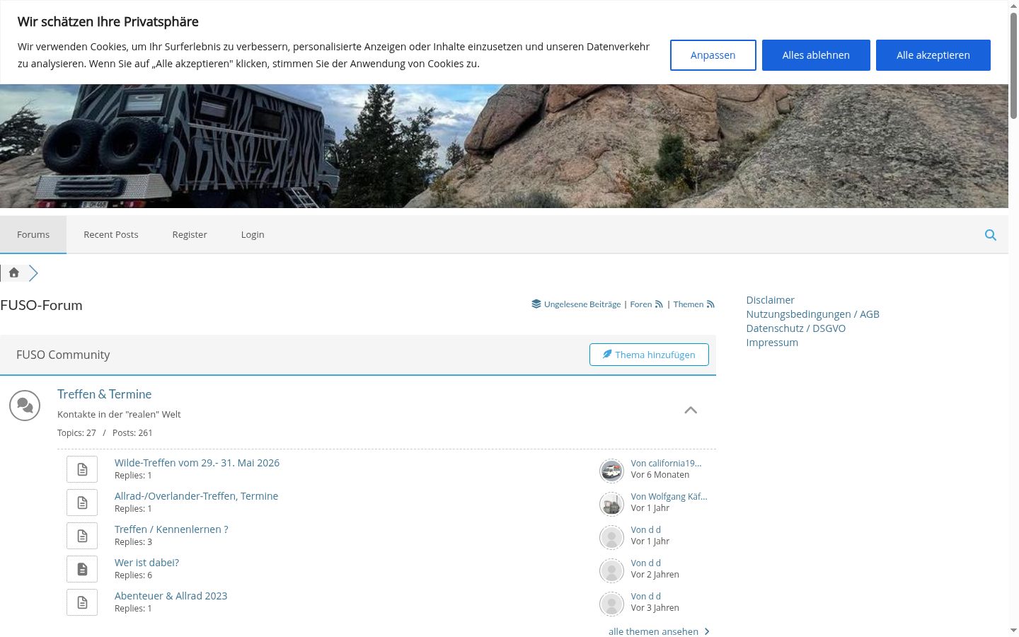 Screenshot del banner di consenso mostrato prima di qualsiasi interazione