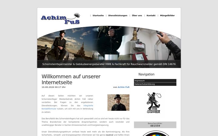 Captură de ecran a fuss-schornsteinfeger.de