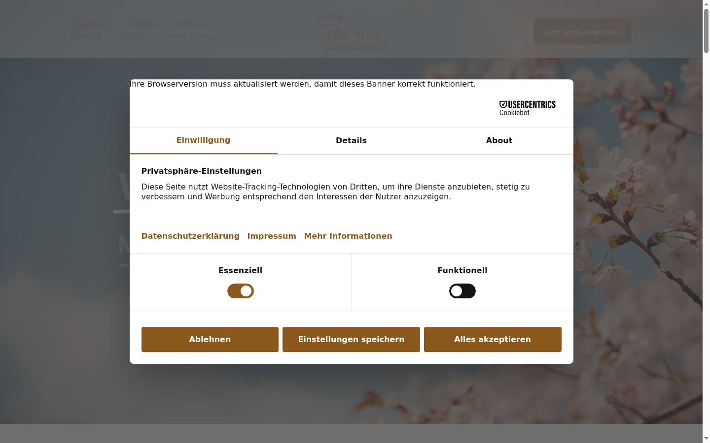 Capture d'écran de la bannière de consentement affichée avant toute interaction
