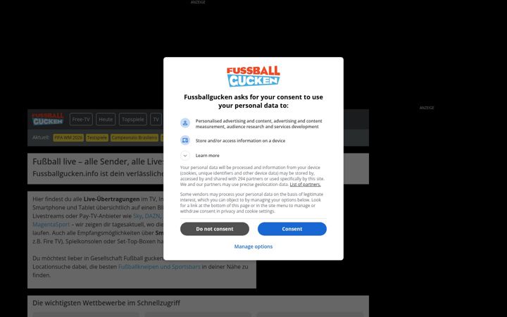 Screenshot of fussballgucken.info