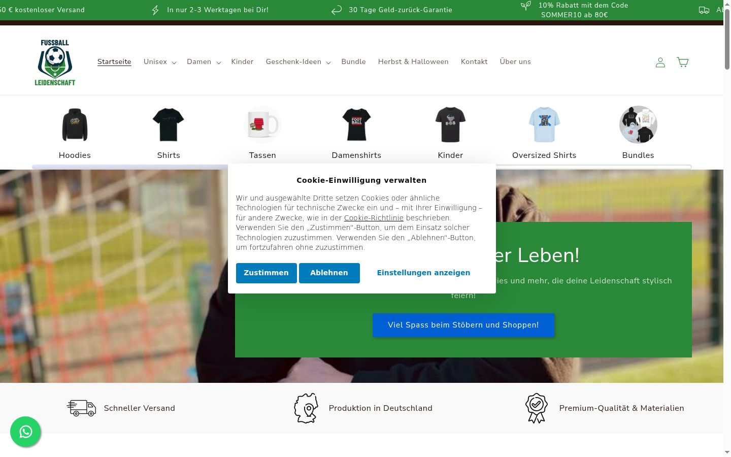 Screenshot of the consent banner shown before any interaction