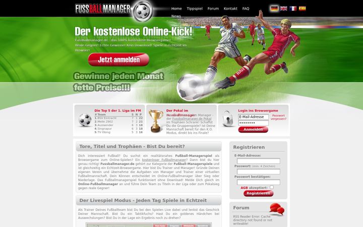 Screenshot of fussballmanager.de