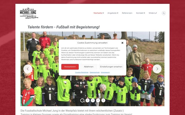 Posnetek zaslona fussballschule-jung.de