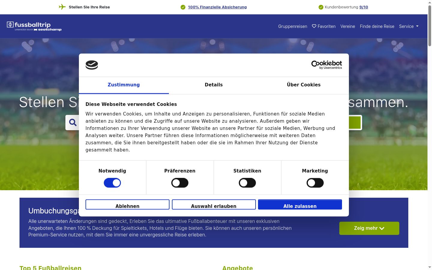 Screenshot of the consent banner shown before any interaction