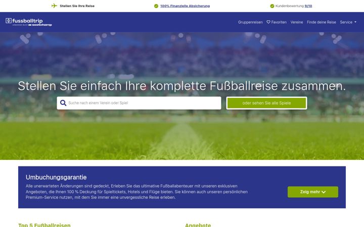 Screenshot of fussballtrip.at