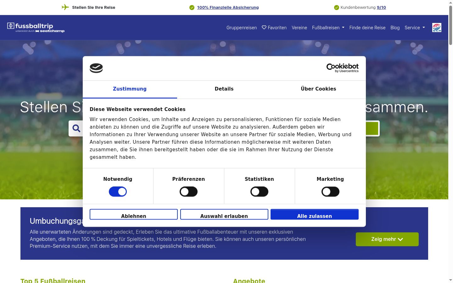 Posnetek zaslona pasice za privolitev, prikazane pred kakršno koli interakcijo