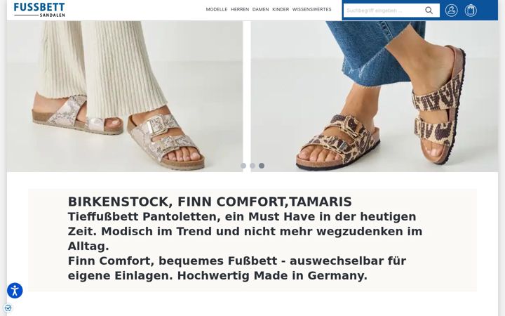 Posnetek zaslona fussbett-sandalen.de