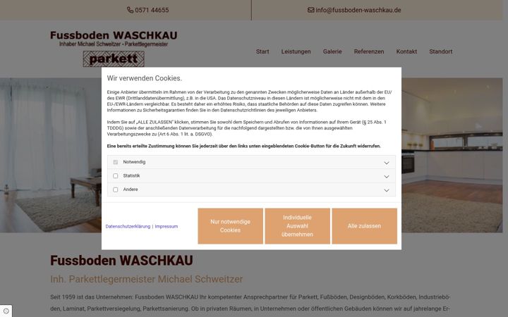 Screenshot of fussboden-waschkau.de