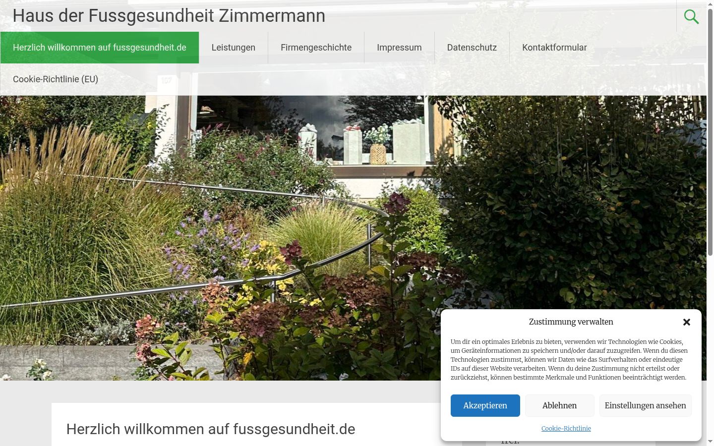 Screenshot des Einwilligungsbanners vor jeglicher Interaktion