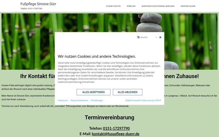 Screenshot di fusspflege-duerr.de