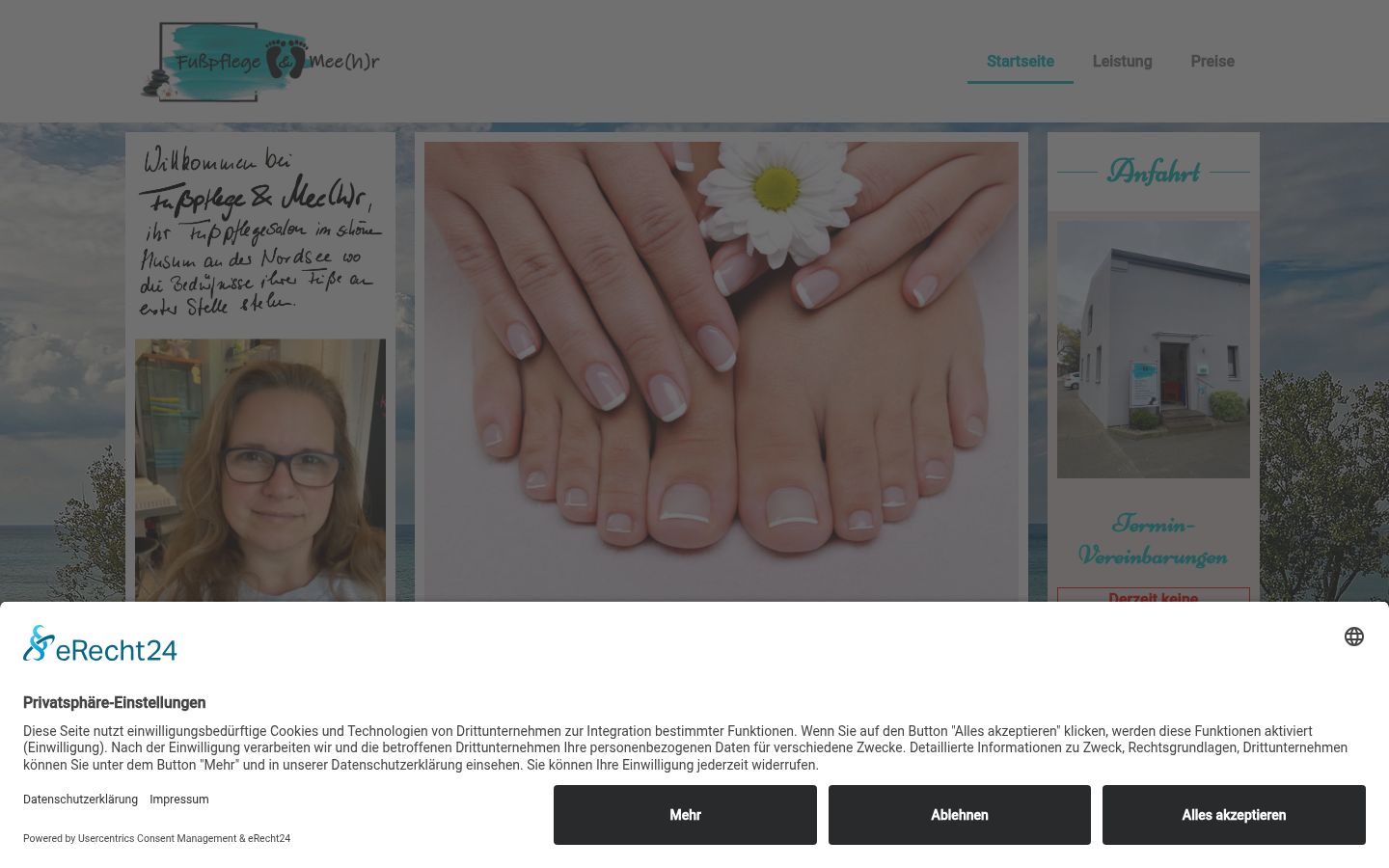 Ekrānuzņēmums ar piekrišanas baneri, kas tika rādīts pirms jebkādas mijiedarbības