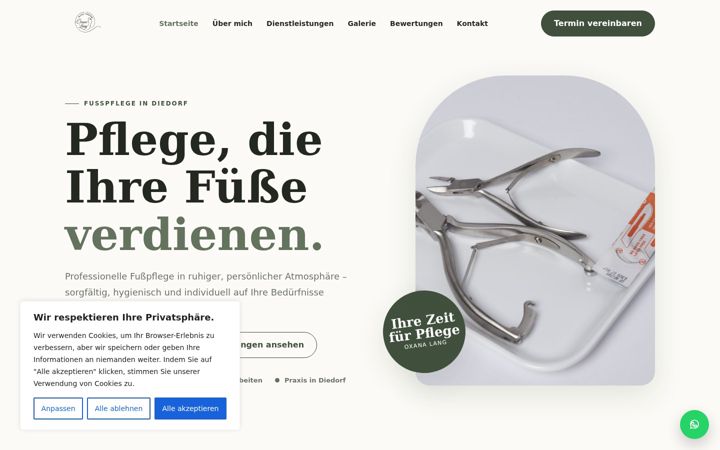 Zrzut ekranu fusspflege-lang-oxana.de