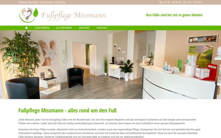 Ekrānuzņēmums no fusspflege-missmann.de