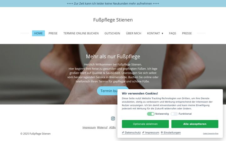 Ekrānuzņēmums no fusspflege-stienen.de