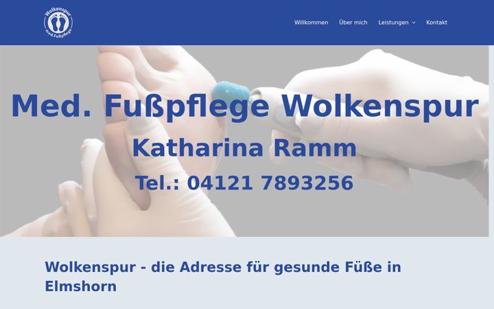 Ekrānuzņēmums no fusspflege-wolkenspur.de