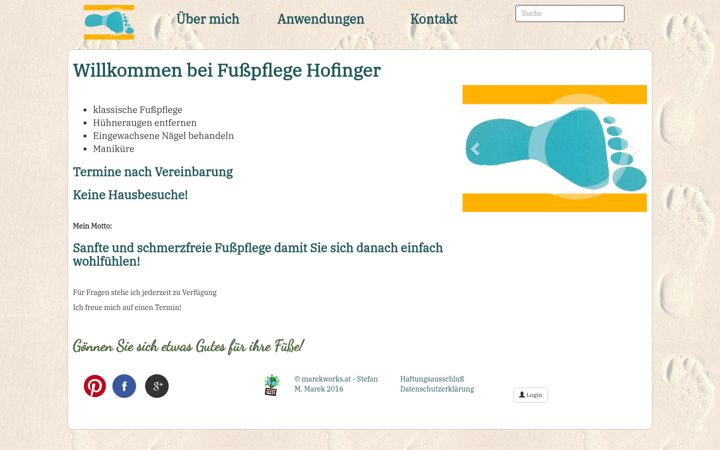 Screenshot of fusspflegehofinger.at