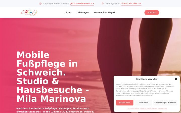 Snímek obrazovky fusspflegestudio-mila.de