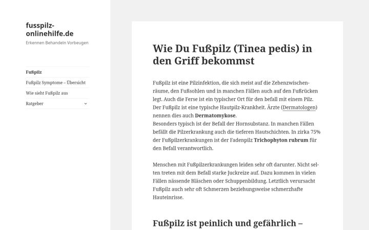 Snímek obrazovky fusspilz-onlinehilfe.de