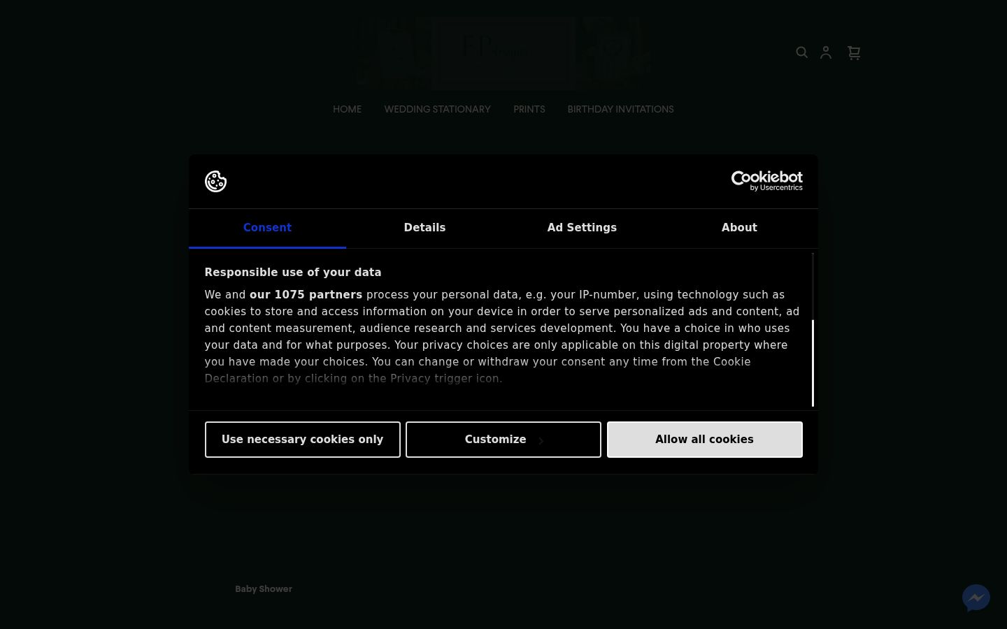 Screenshot of the consent banner shown before any interaction