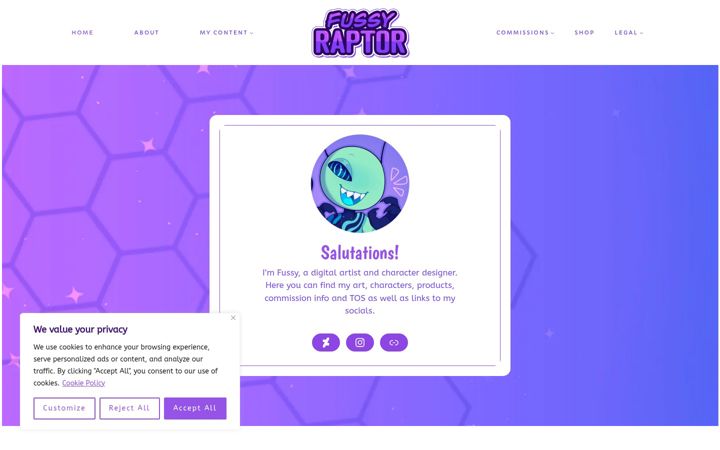 Screenshot of fussyraptor.com