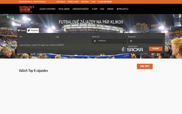 Snímek obrazovky futbalovysen.sk