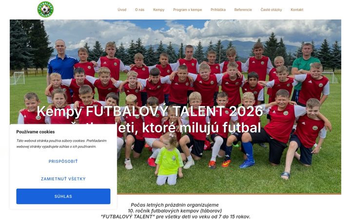 Snímek obrazovky futbalovytalent.sk