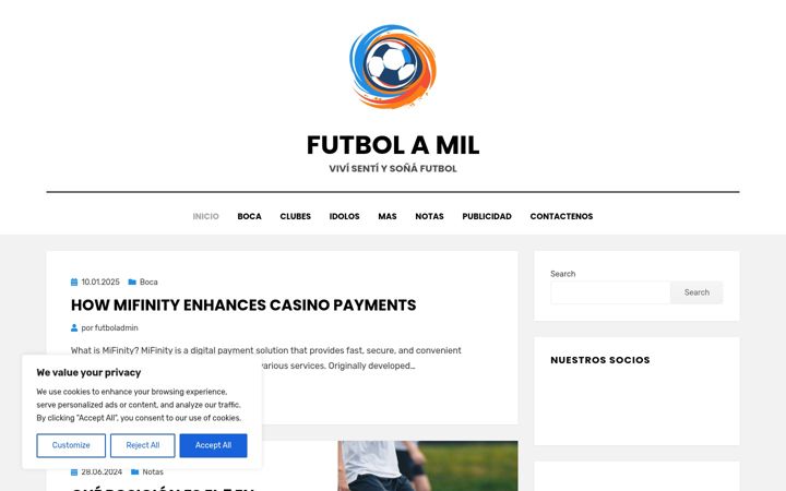 Screenshot of futbolamil.com.ar