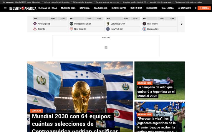 Screenshot of futbolcentroamerica.com