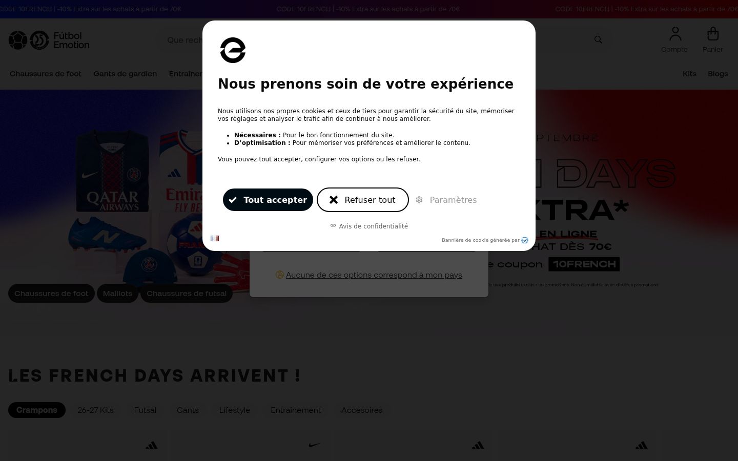 Screenshot of the consent banner shown before any interaction