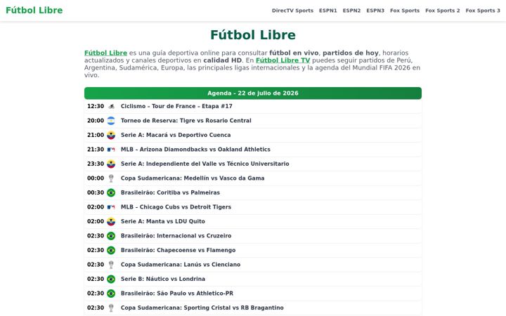 Screenshot of futbollibre.ec