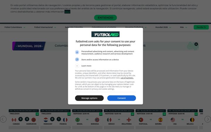 Екранна снимка на futbolred.com