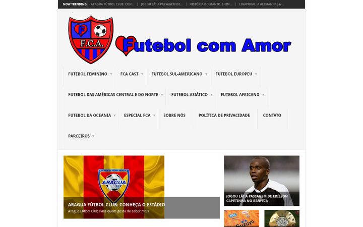 Screenshot of futebolcomamor.com.br