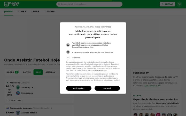 Screenshot of futebolnatv.com.br