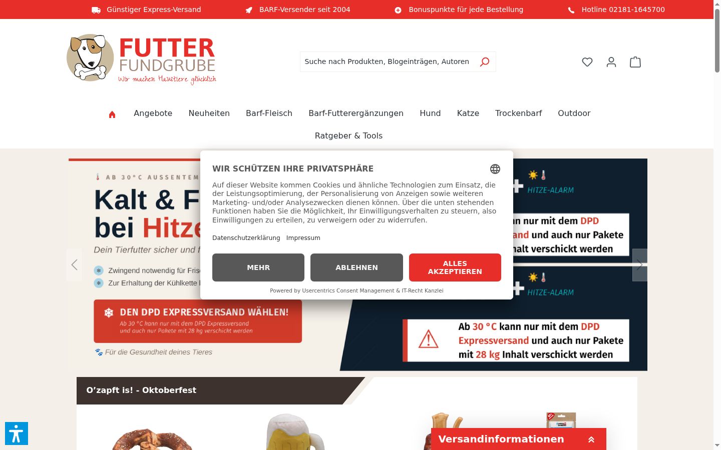Screenshot van de toestemmingsbanner zoals getoond vóór enige interactie