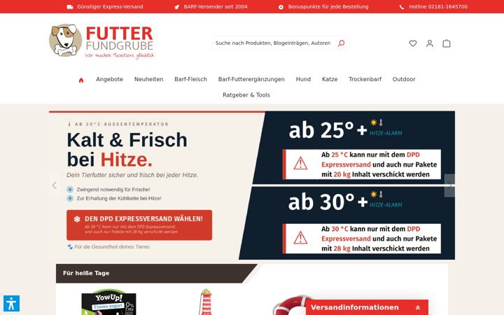 Ekrānuzņēmums no futter-fundgrube.de