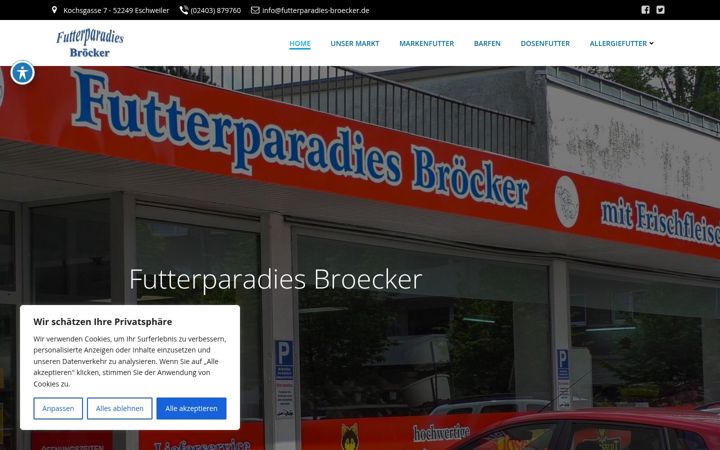 Screenshot of futterparadies-broecker.de