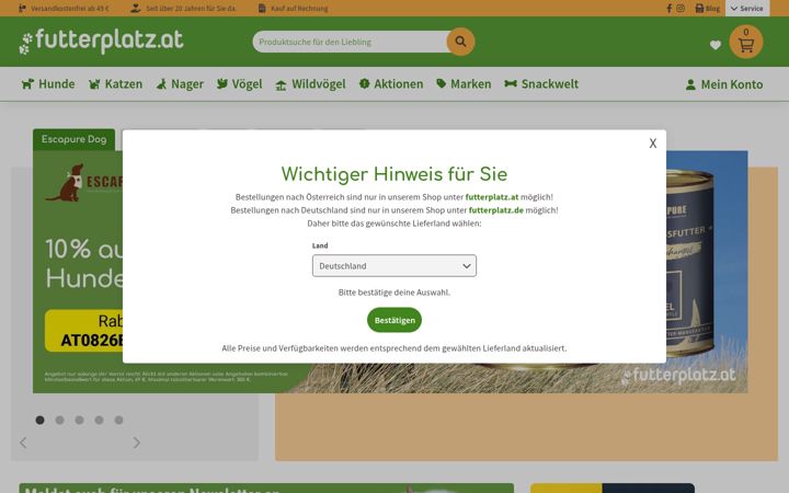 Screenshot of futterplatz.at