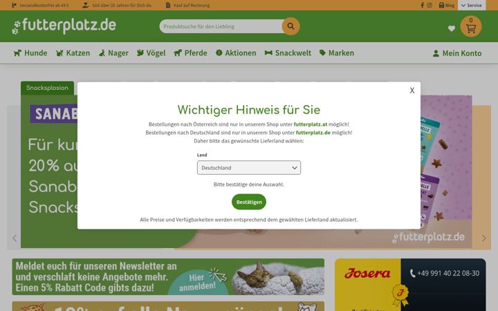 Screenshot of futterplatz.de