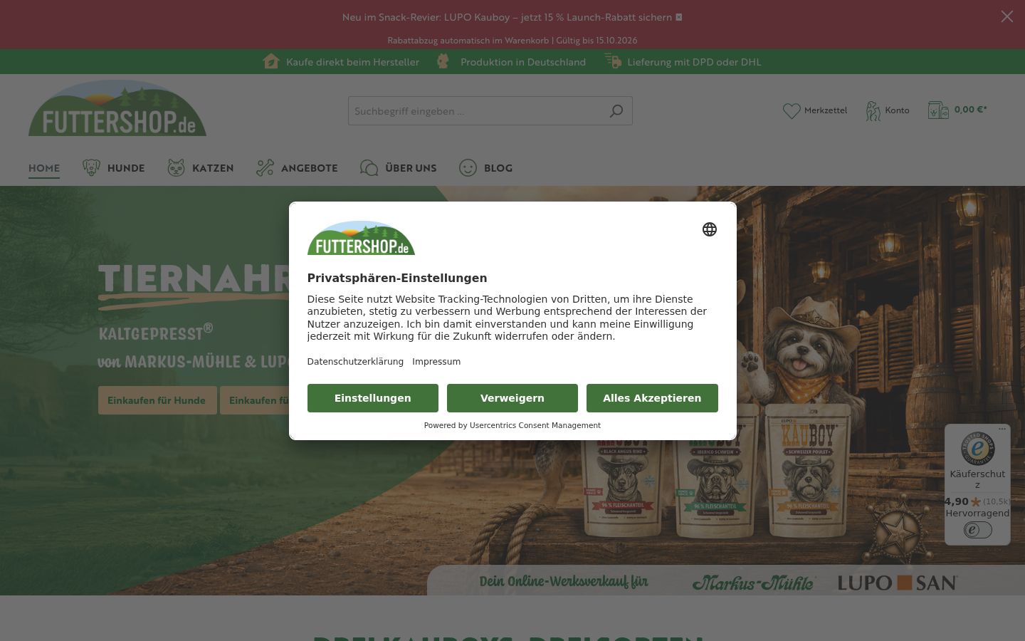 Screenshot of the consent banner shown before any interaction